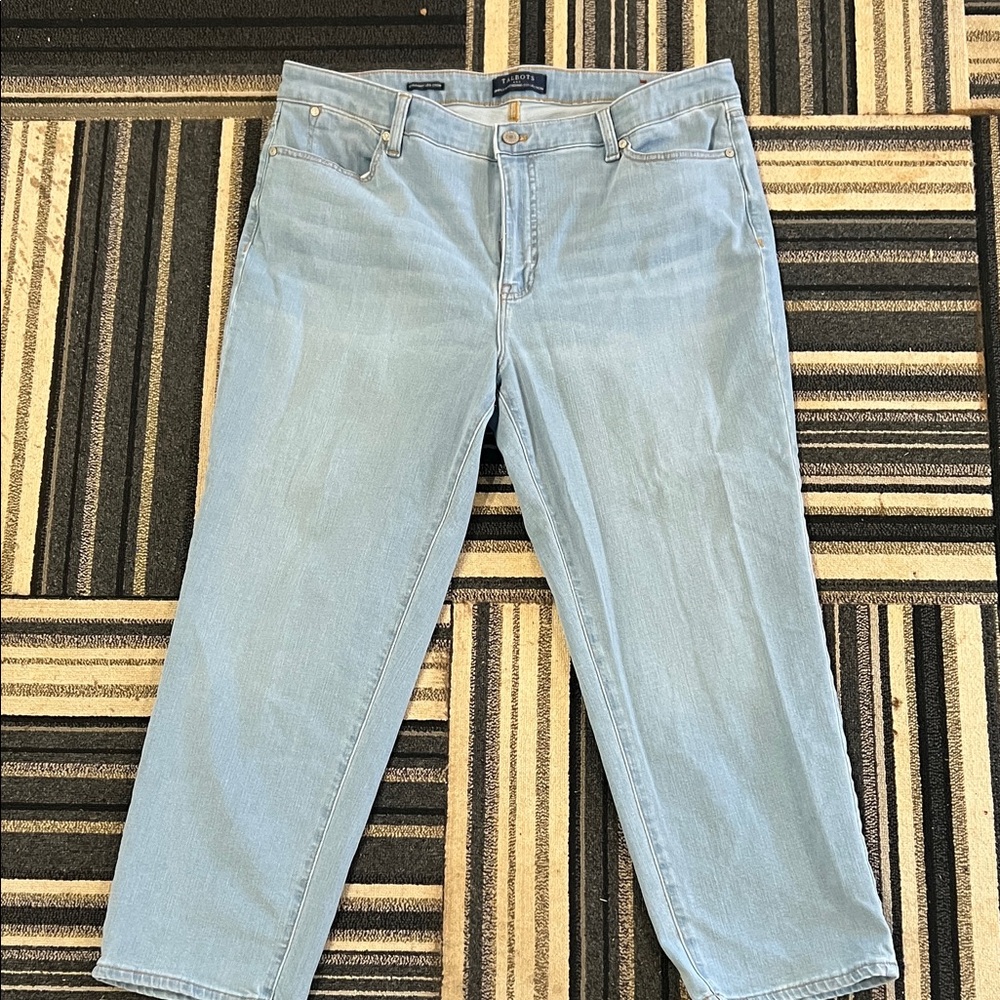 Talbots Light Blue Denim Jeans with Gold Contrast Stitching